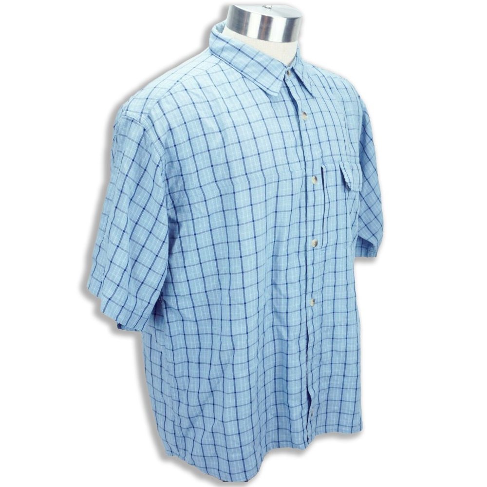 North Face Mens Button Shirt Blue Checkered